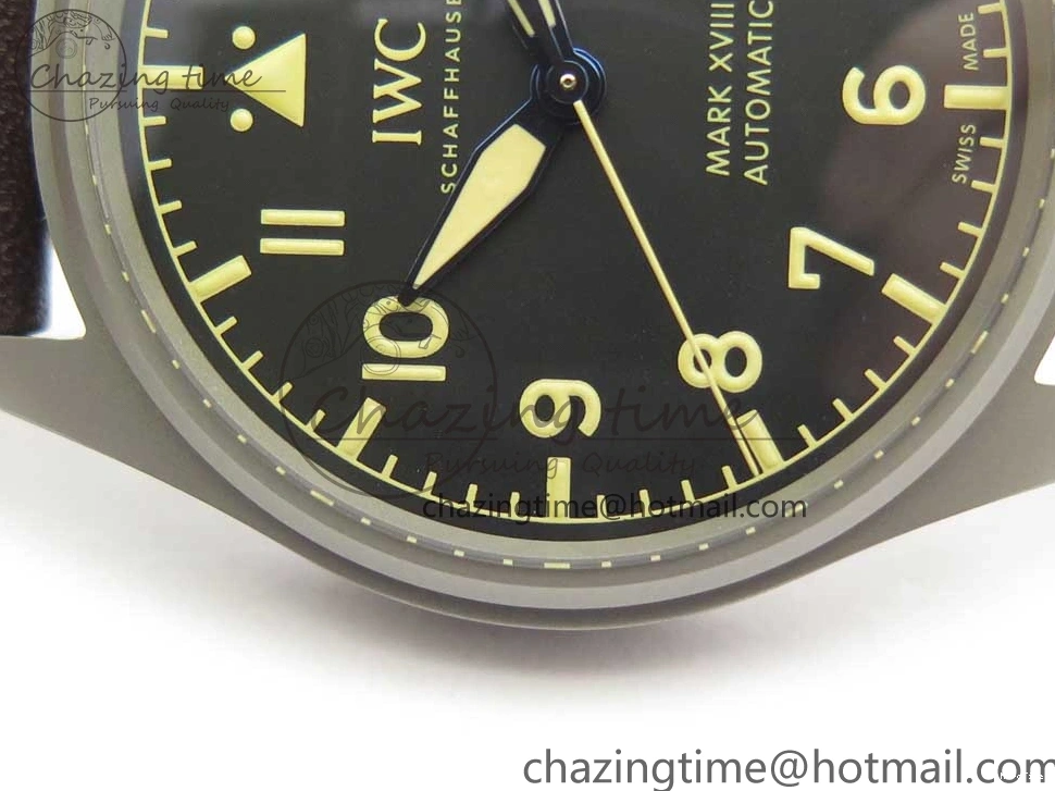 MIROTIME 0328 SmartChoice Mark XVIII IW327006 Titanium M+F 1:1 Best Edition Black Dial on Brown Leather Strap A 7145